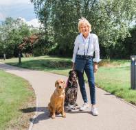 Owner with her dogs at Bristol retirement village