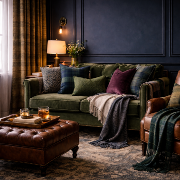 Layer velvet, wool and heritage patterns in design (AI generated image)