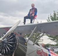 Norman completes his first ever Wing Walk at 80 years